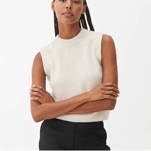 Arket Alpaca Yak Wool Cream Ecru Knit Sleeveless Jumper Sweater Vest | S